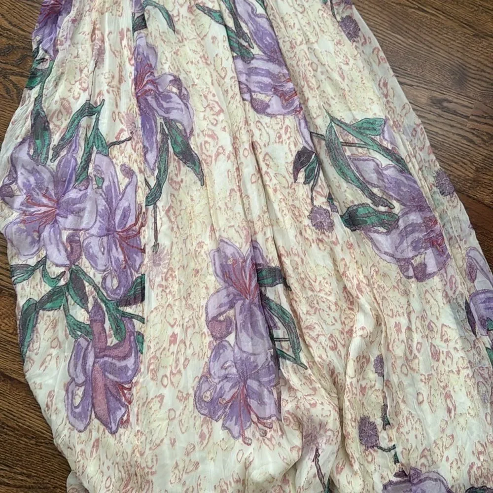 Free People Colette Velvet Embellished Sequins Embroidered Maxi Dress size 8 - Picture 7 of 14